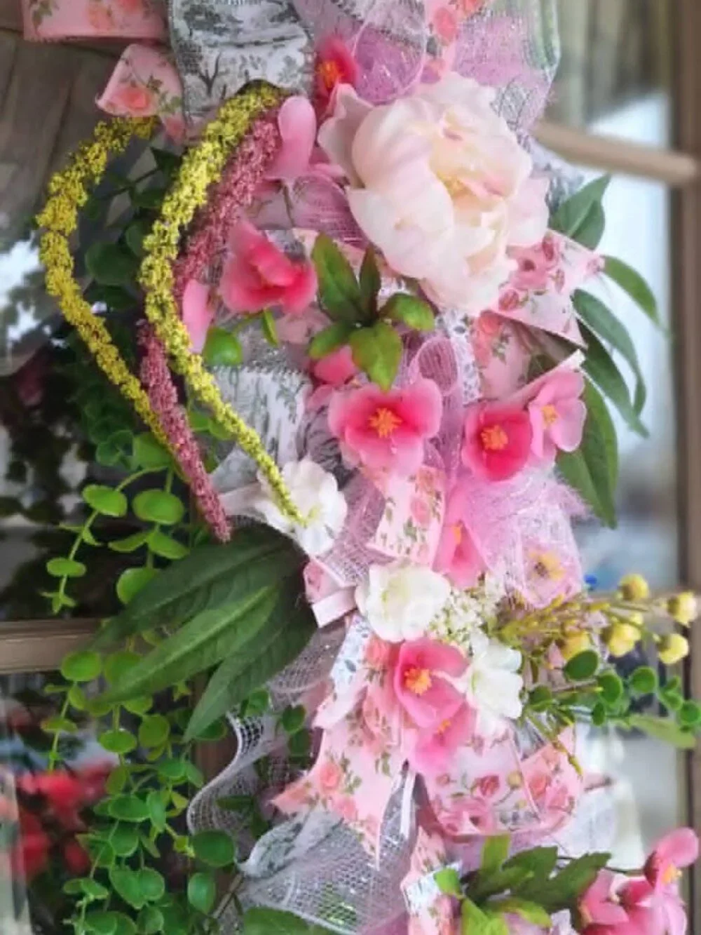 Handmade mesh ribbon swag wreath